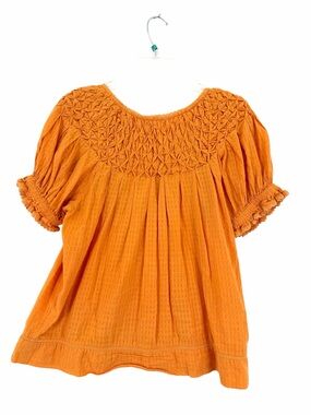 Sundance Orange Smocked Yoke Peasant Top